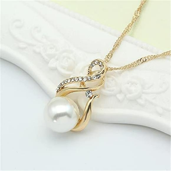 14K Gold Women Wedding Pearl Pendant Earrings - Picture 4 of 6